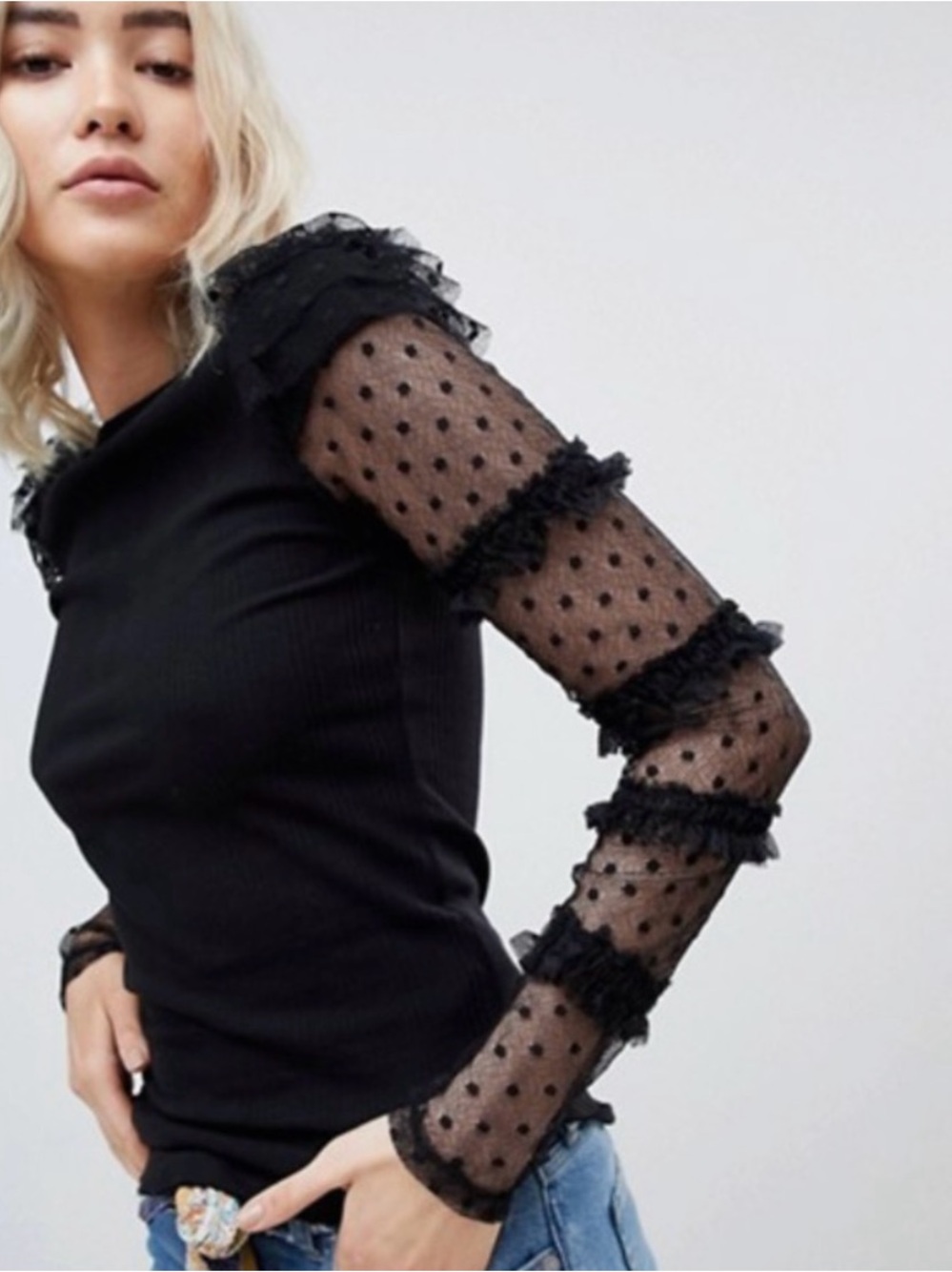 Free People Kiss Kiss Ruffle Lace Top Sz Medium - Picture 5 of 7